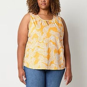 St. John's Bay Yellow Pineapple Tank Top Size XL